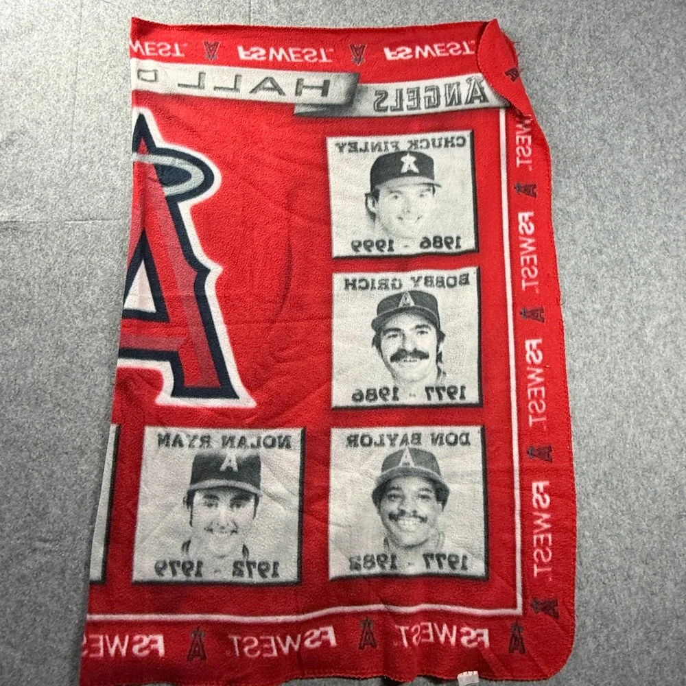 Los Angeles Angels Hall of Fame Fleece Throw‎ Blanket FS Vest Red 46x63 MLB